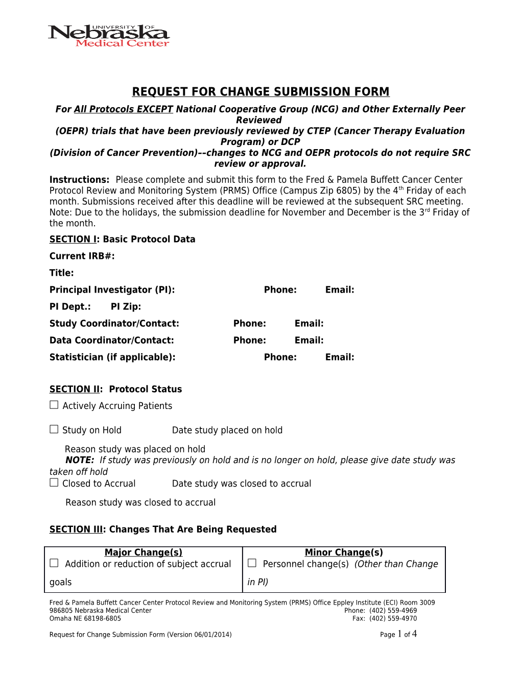 Request for Change Submission Form