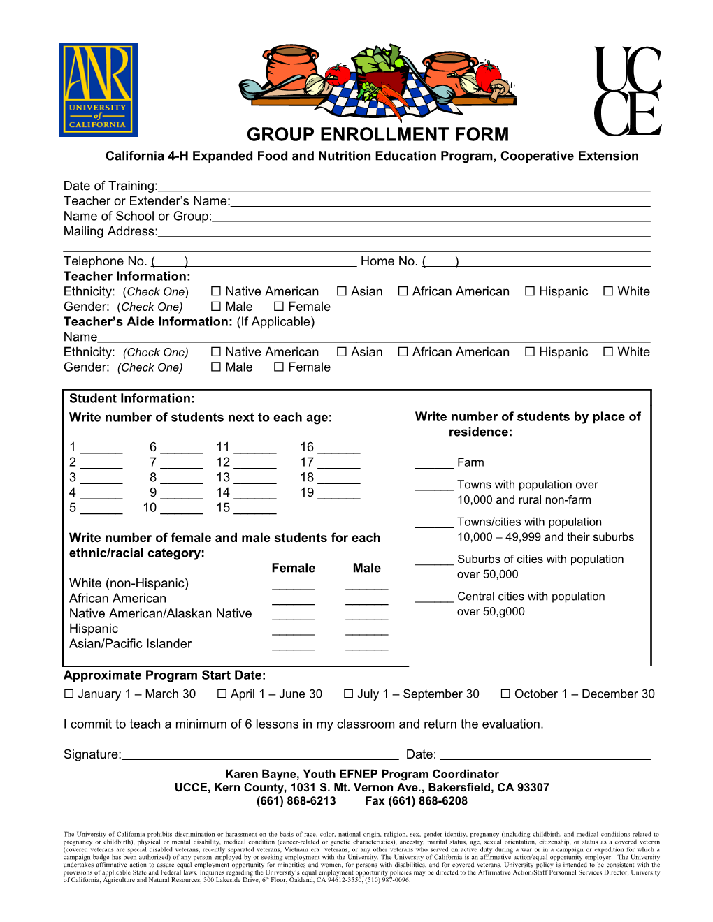 Group Enrollment Form