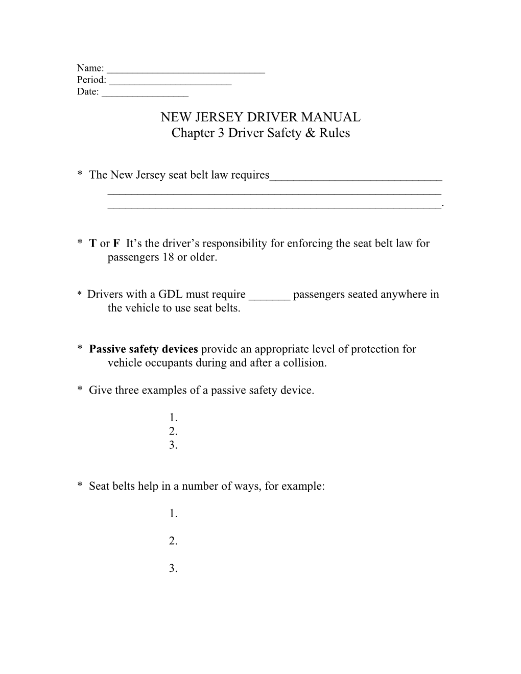New Jersey Driver Manual