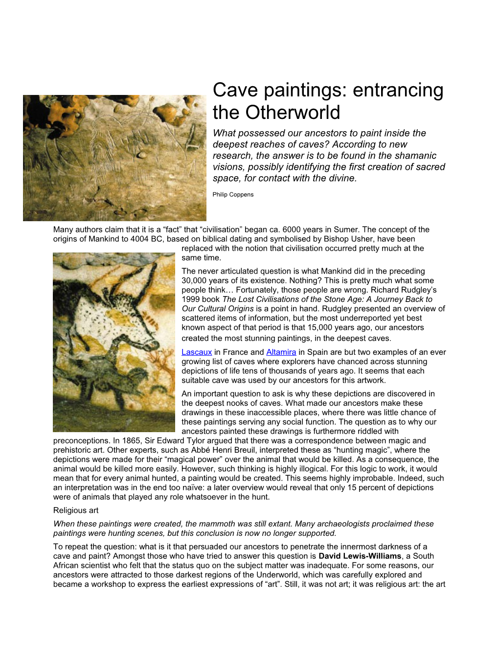 Cave Paintings: Entrancing the Otherworld