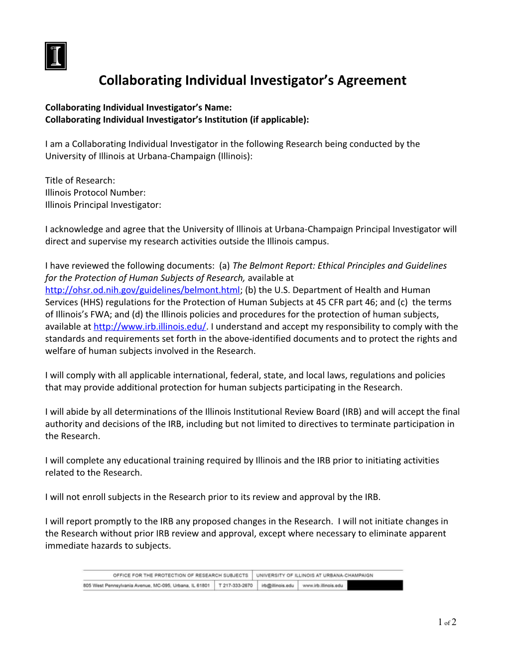 Collaborating Individual Investigator S Agreement