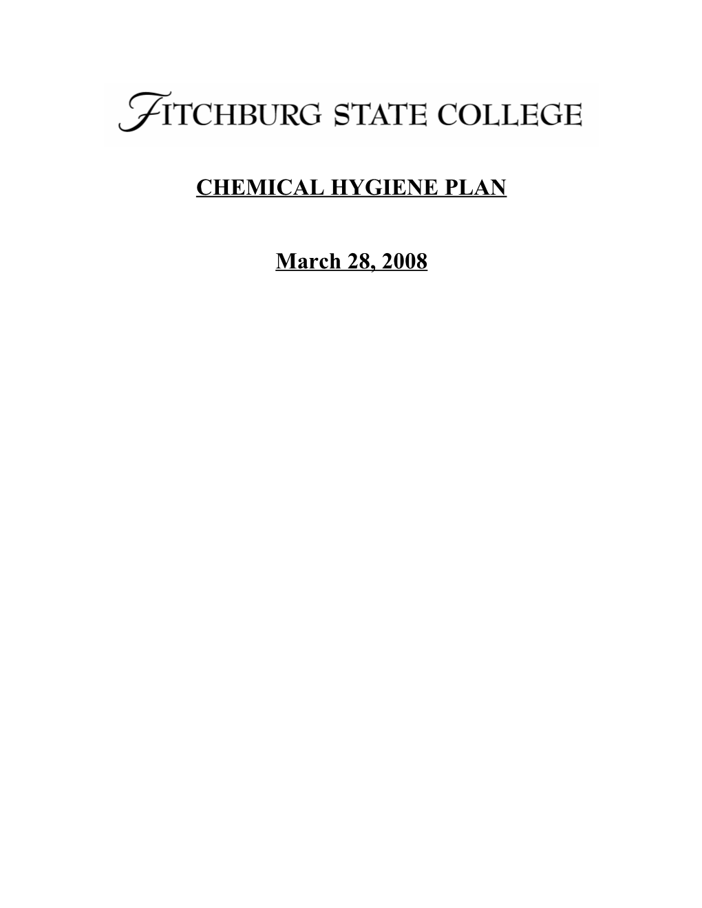 Fitchburg State College Chemical Hygiene Plan
