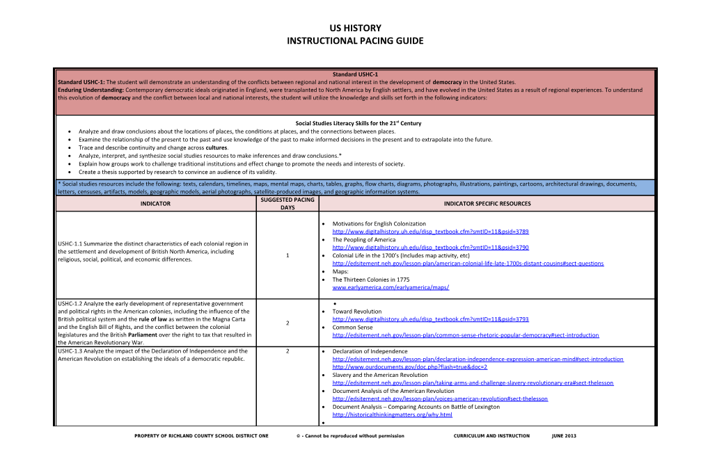 Instructional Pacing Guide