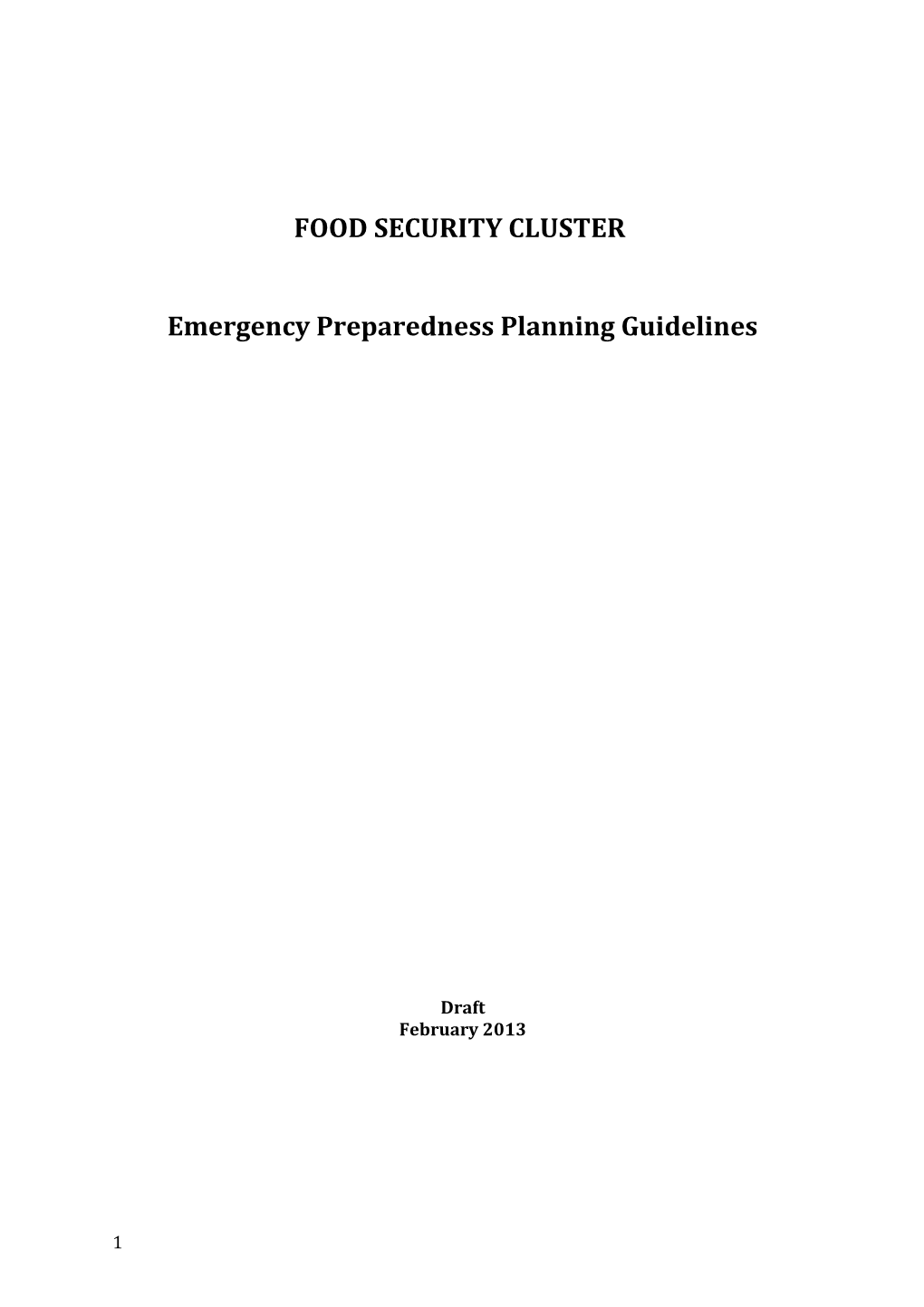 Emergency Preparedness Planning Guidelines