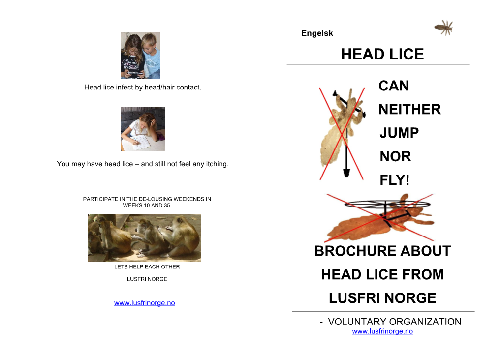 Head Lice Infect by Head/Hair Contact