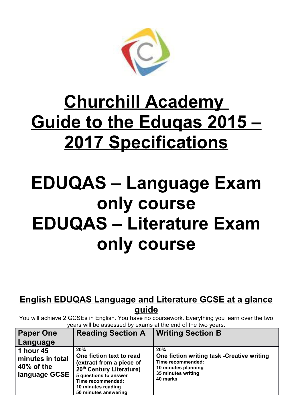 Guide to the Eduqas 2015 2017 Specifications