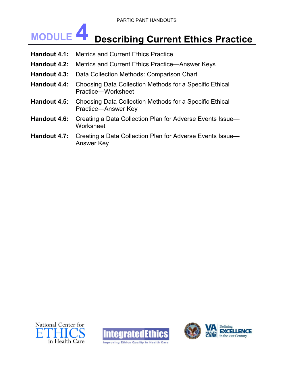 Module 4 Describing Current Ethics Practicehandout 4.1