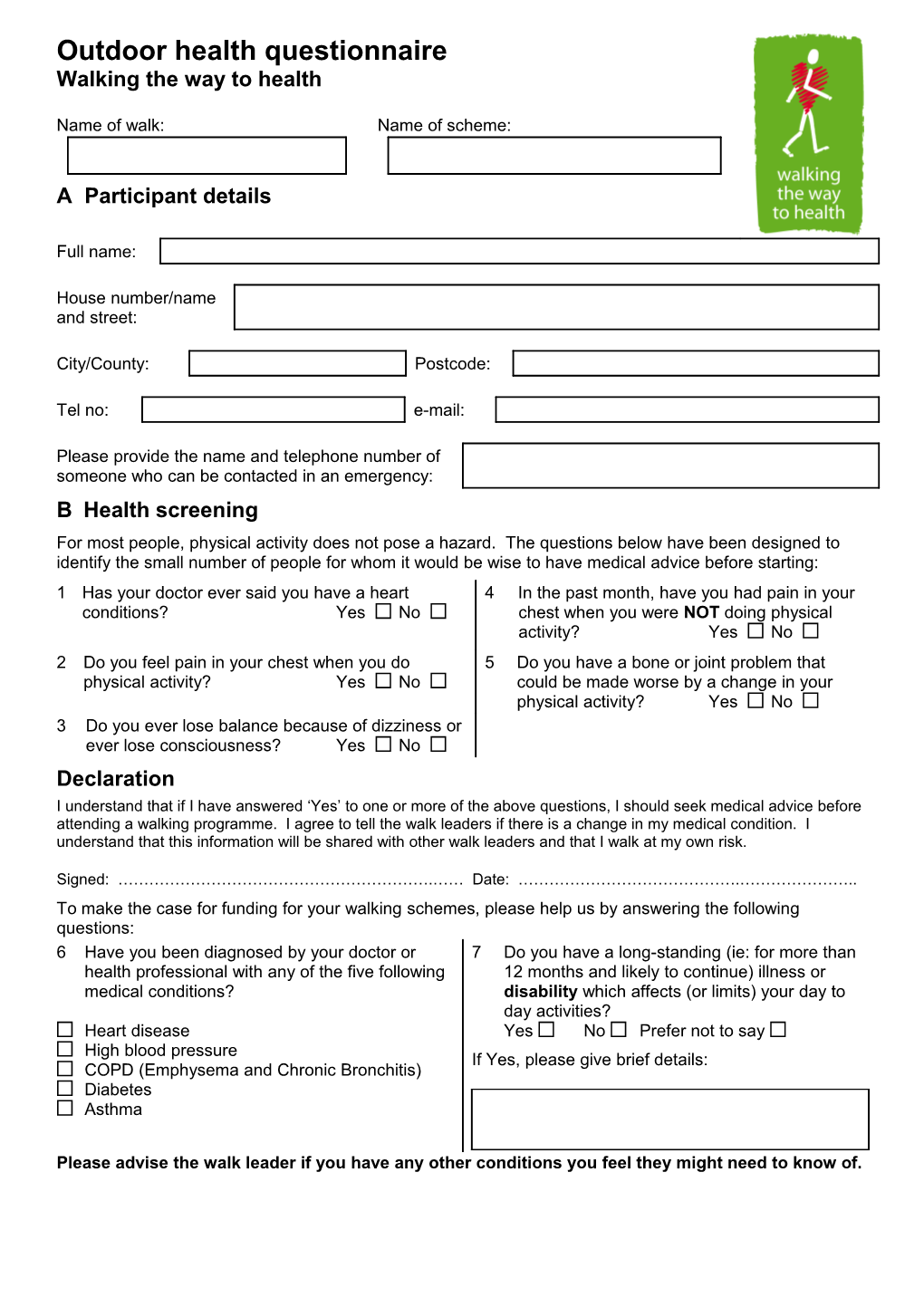 Outdoor Health Questionnaire