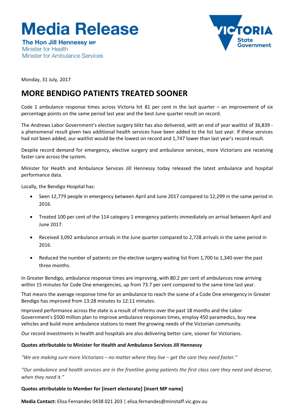 More Bendigo Patients Treated Sooner