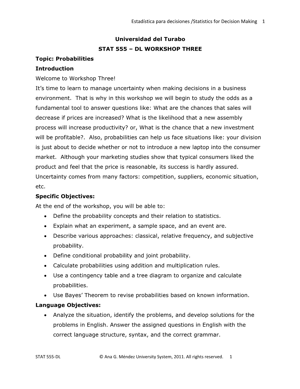 Estadística Para Decisiones /Statisticsfor Decision Making 1