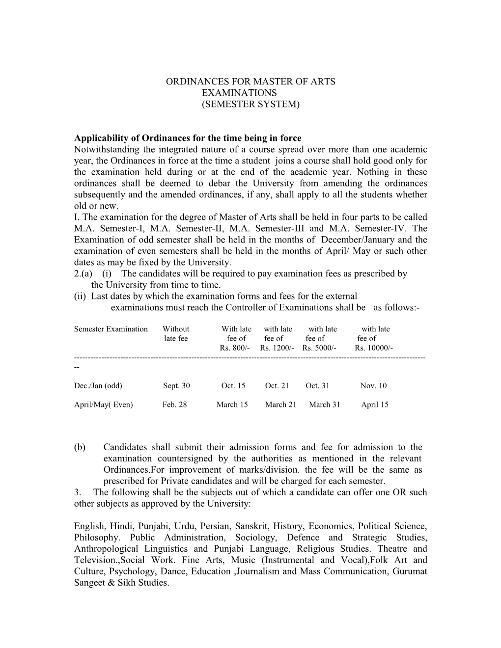 Applicability of Ordinances for the Time Being in Force