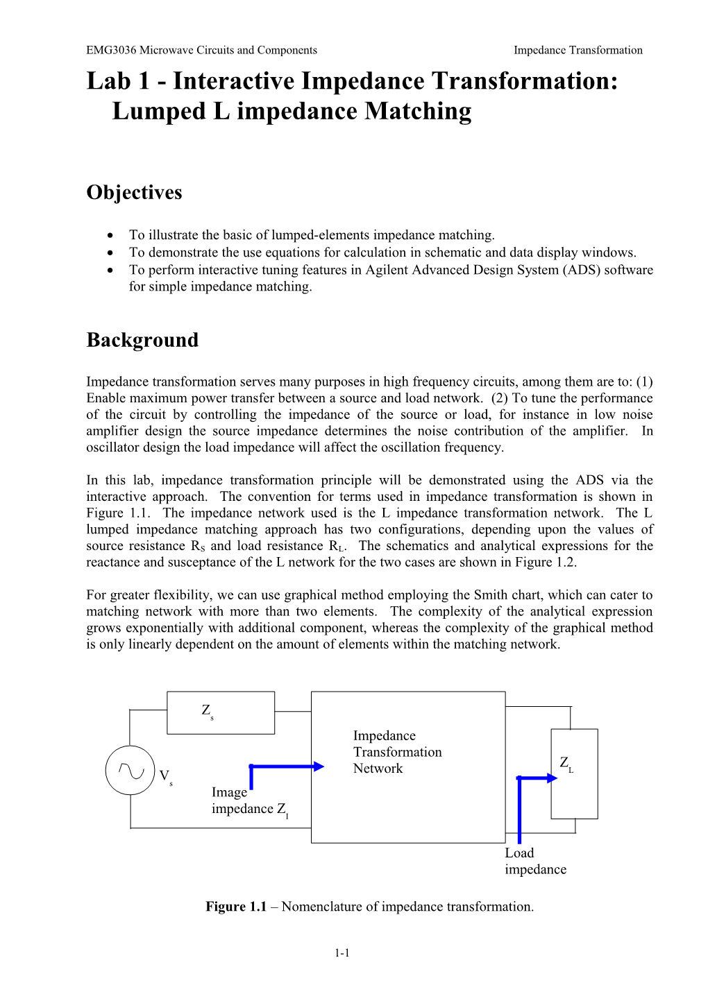 Lab 5: Interactive Impedance Transformation: Lumped L Impedance Matching