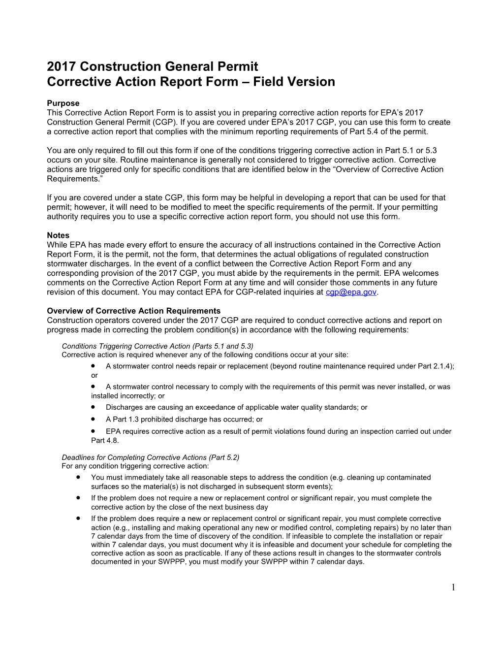 Corrective Action Reportform Field Version