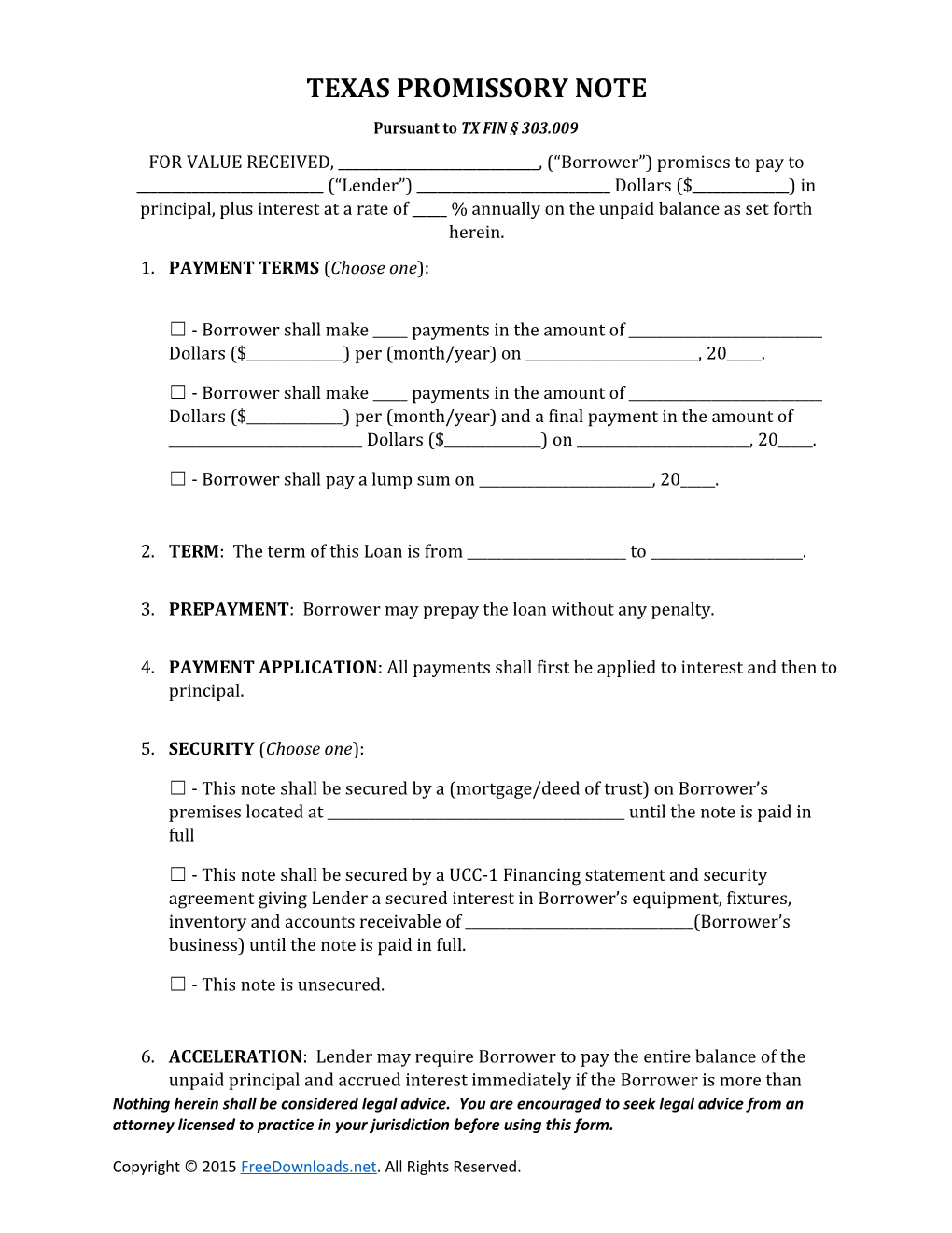 Texaspromissory Note