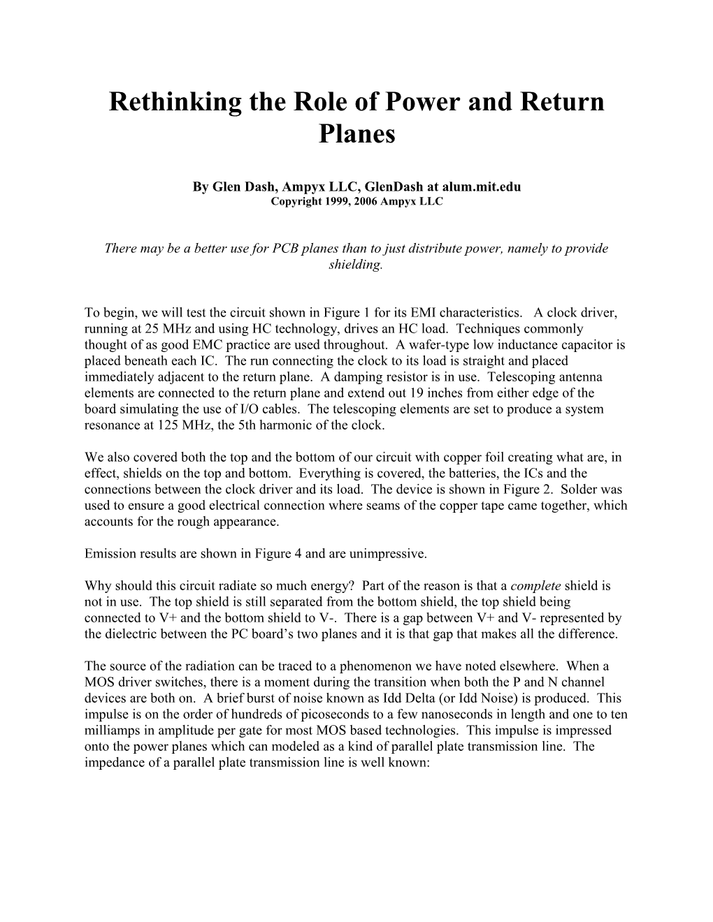 Designing for Compliance 1999 - Part 2: Rethinking the Role of Power and Return Planes