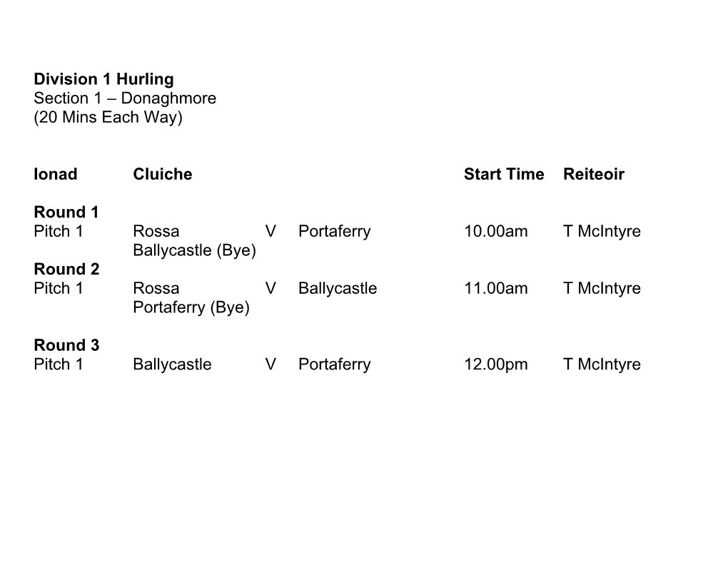 Division 1 Hurling