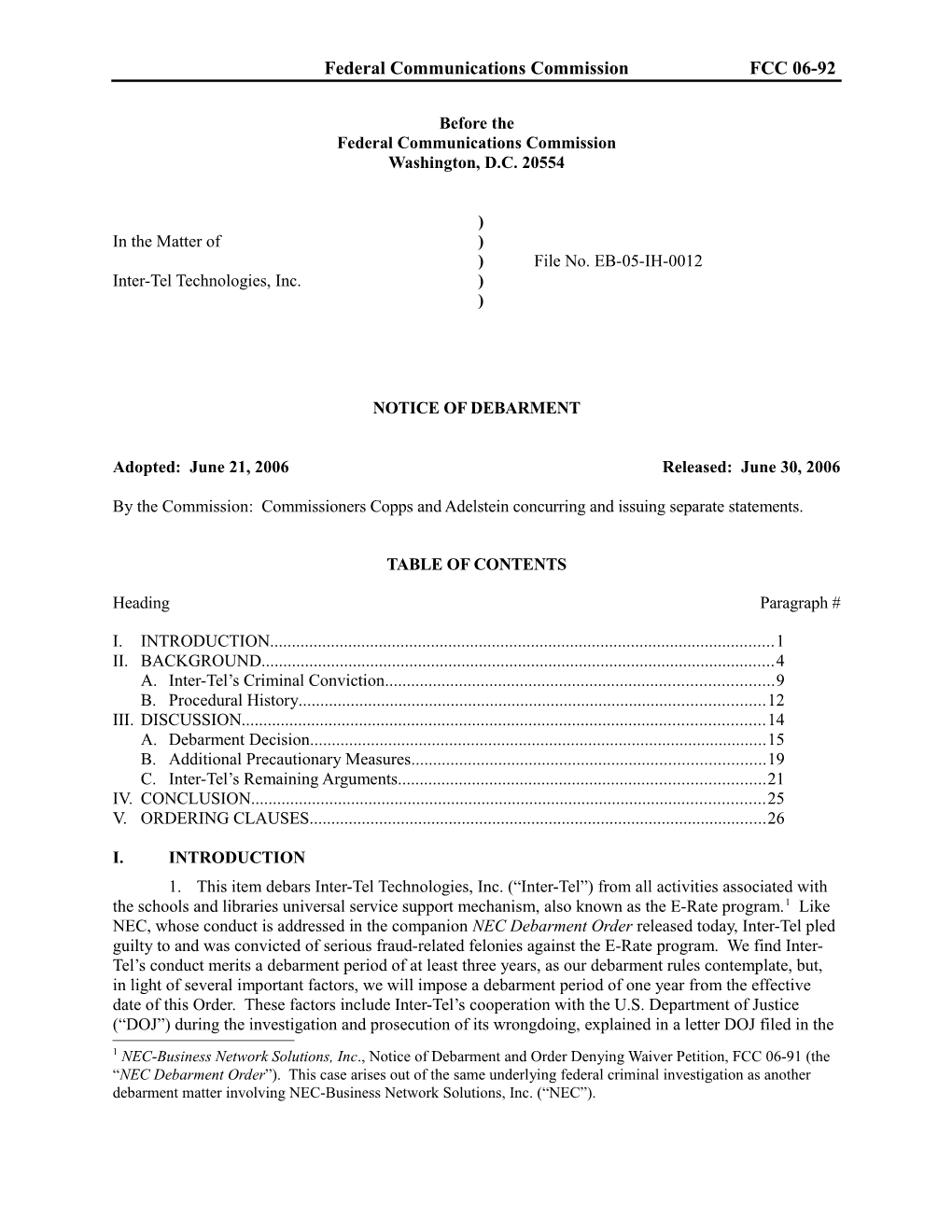 Federal Communications Commissionfcc 06-92