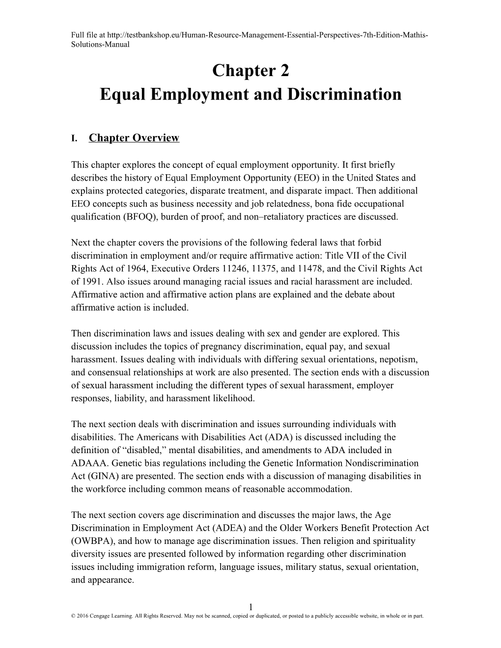 Equal Employment and Discrimination