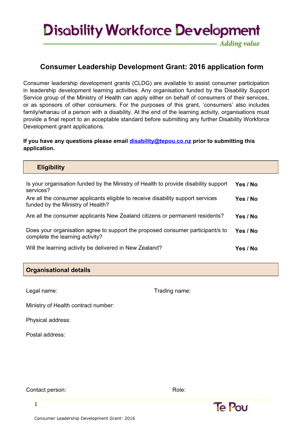 Wings Application Form