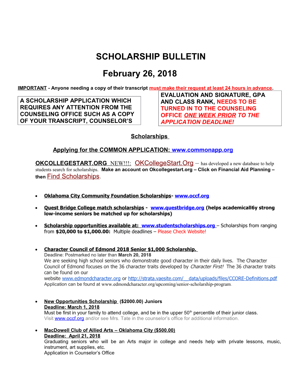 Scholarship Bulletin