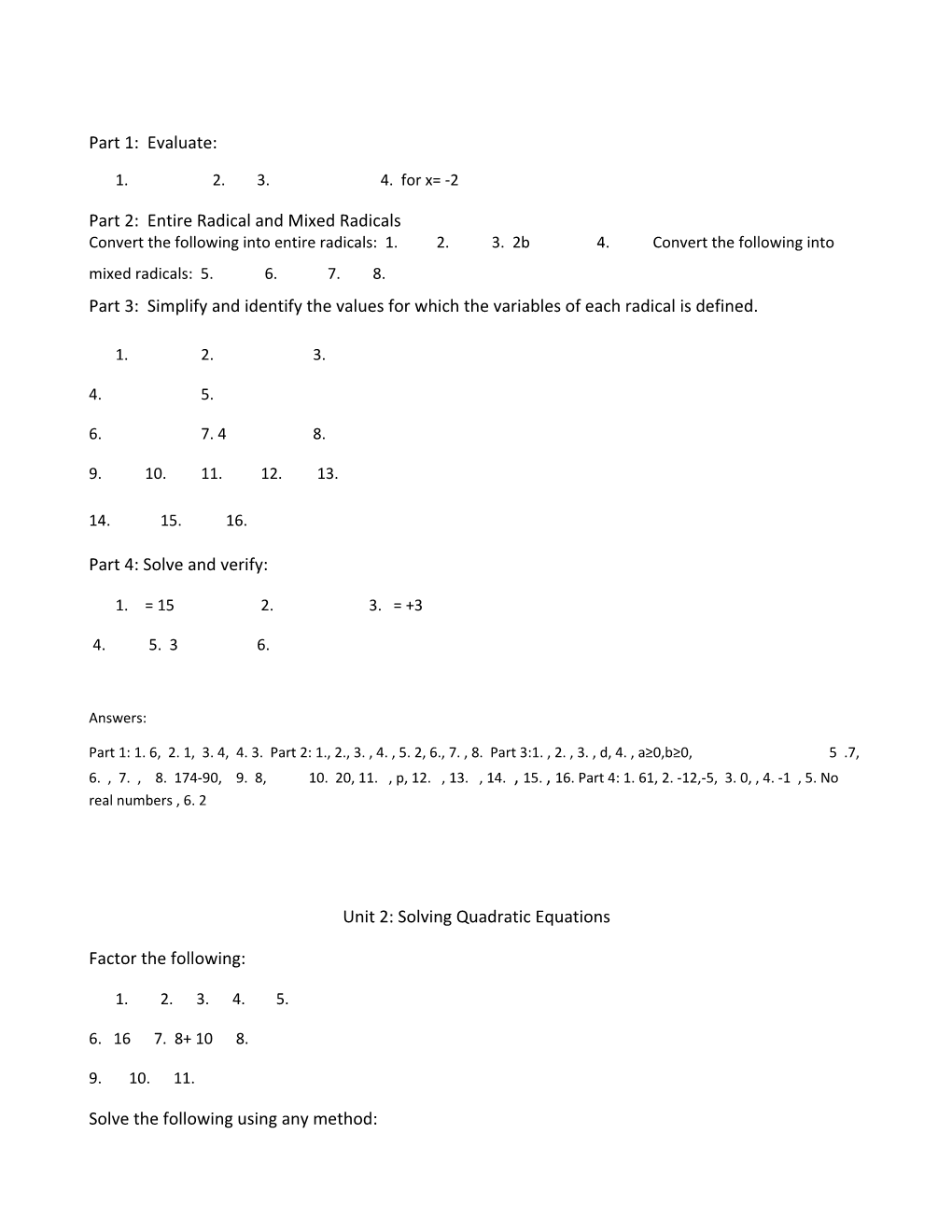 Precalculus 11 Final Exam Review