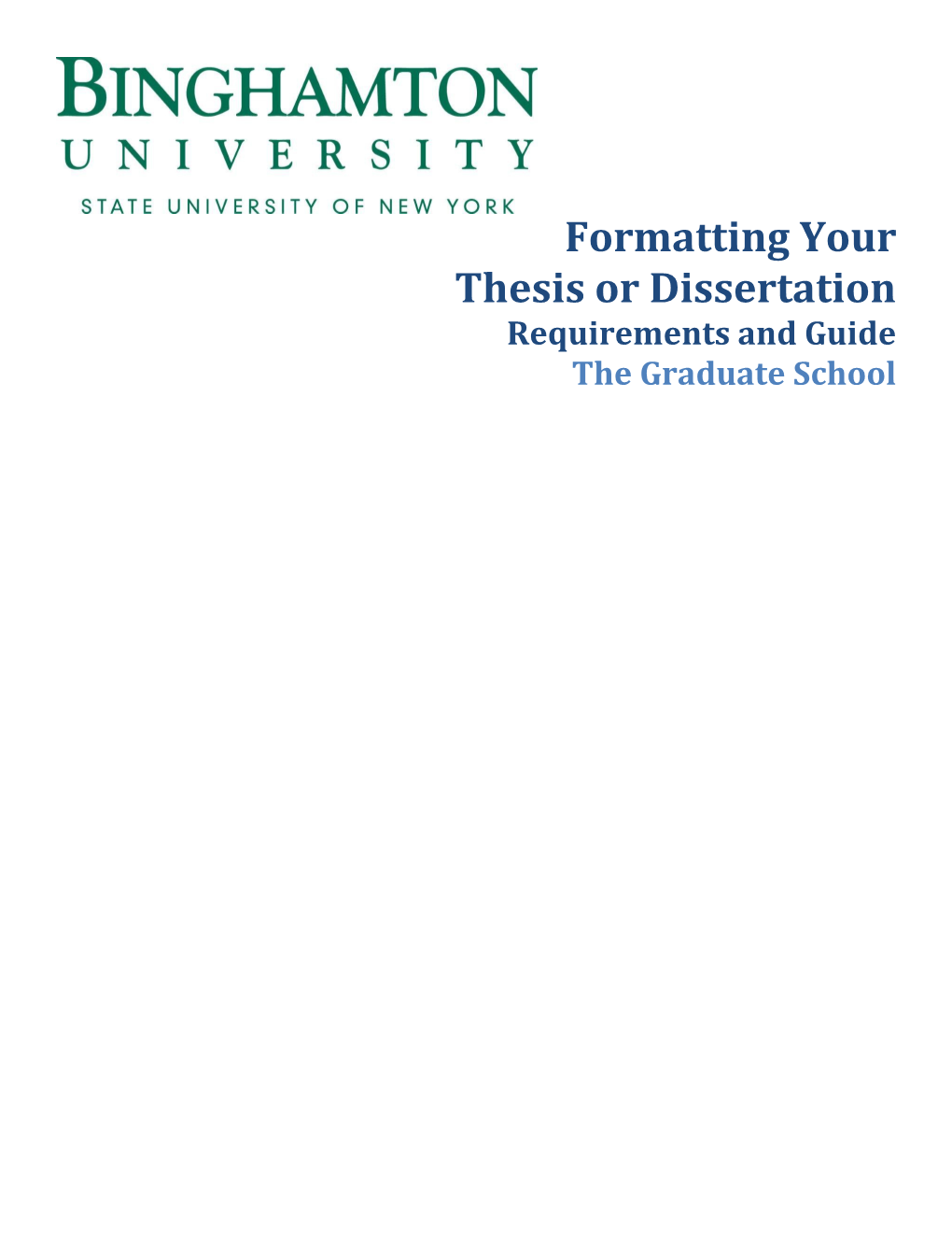 Formatting Your Thesis Or Dissertation