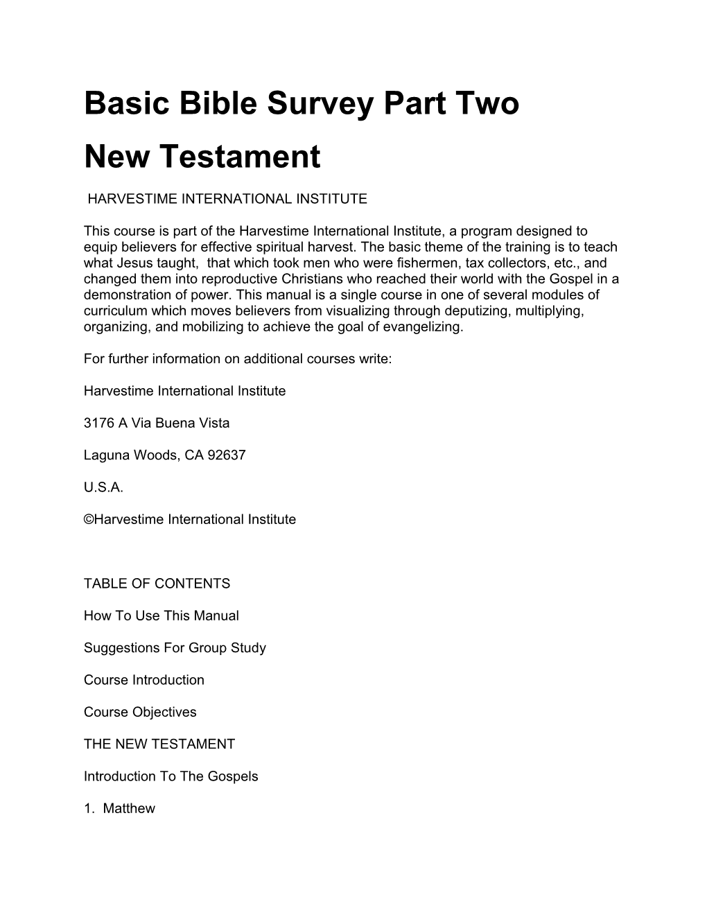 Basic Bible Survey Part Two