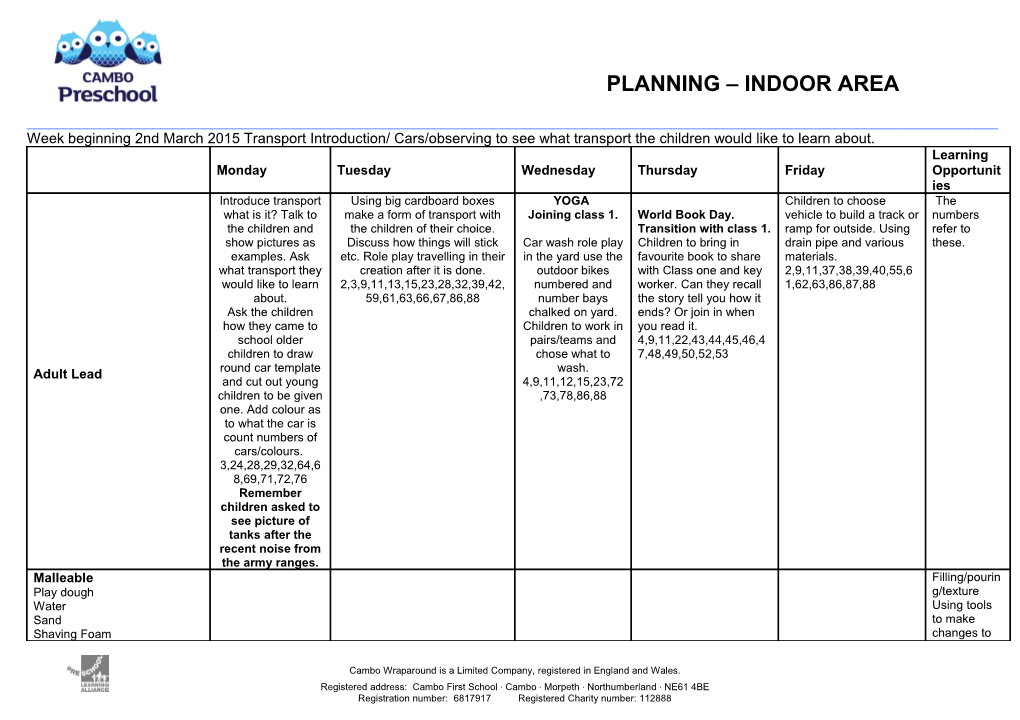 Week Beginning 2Ndmarch 2015 Transport Introduction/ Cars/Observing to See What Transport