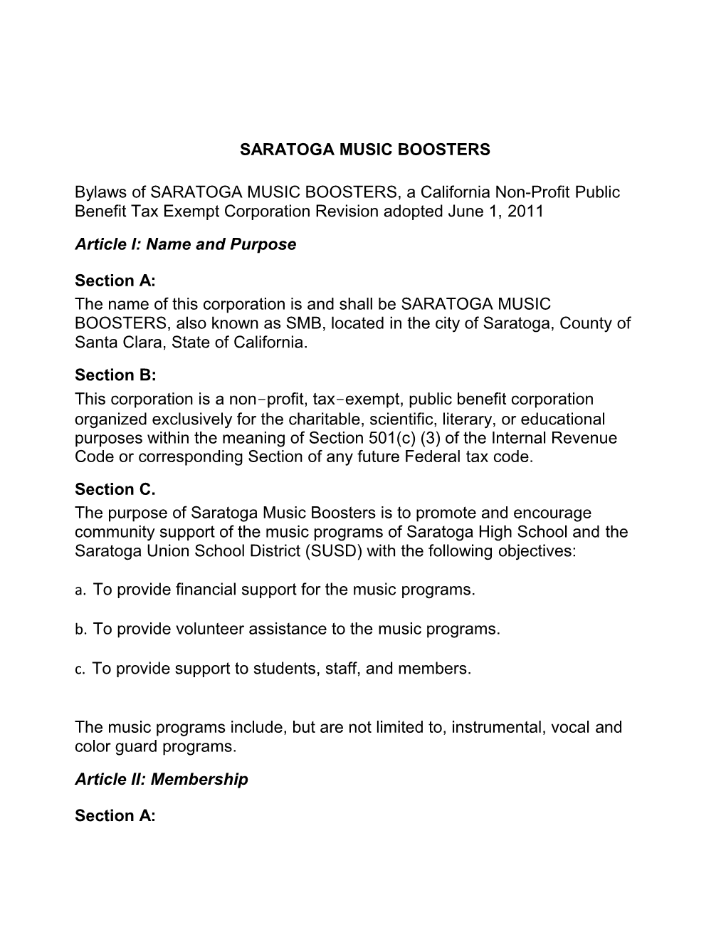 Saratoga Music Boosters