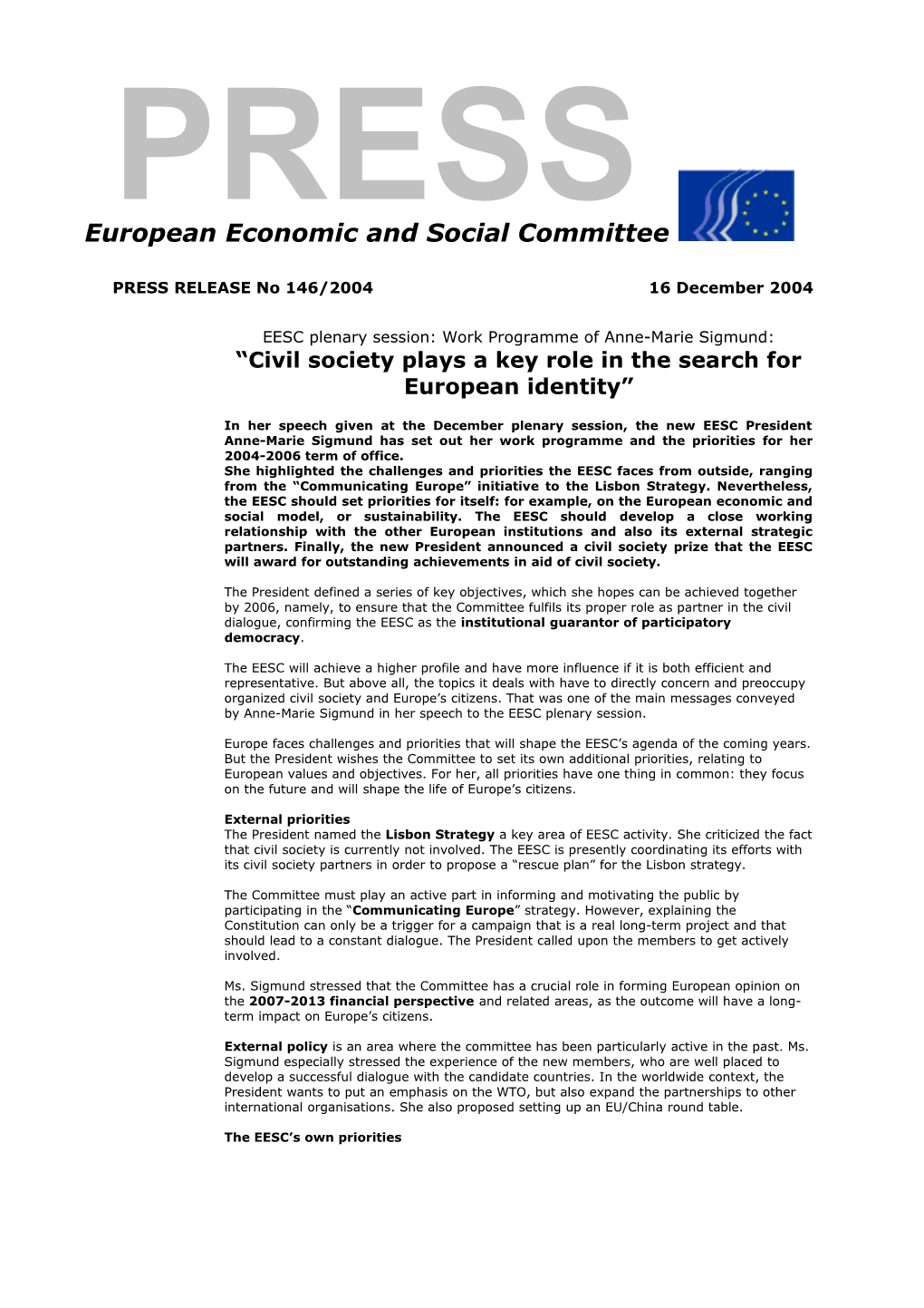 Civil Society Plays a Key Role in the Search for European Identity