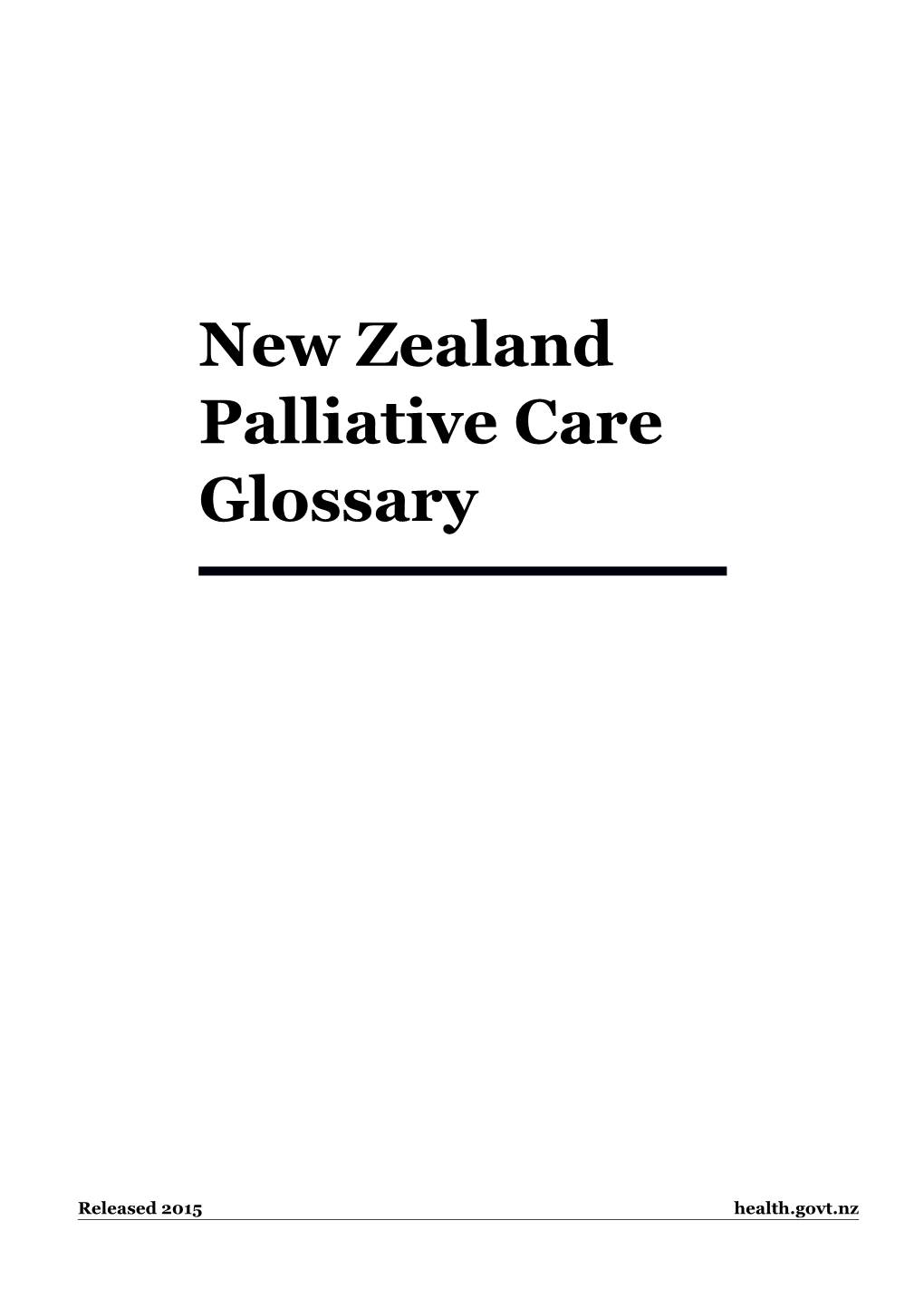 New Zealand Palliative Care Glossary