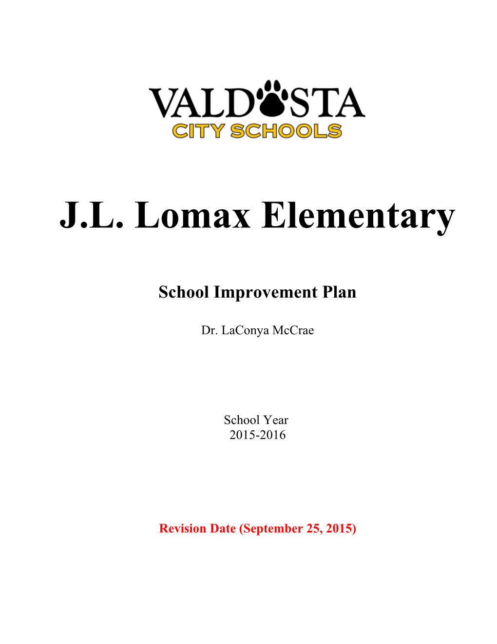 Title I School-Wide/School Improvement Plan 2015-2016