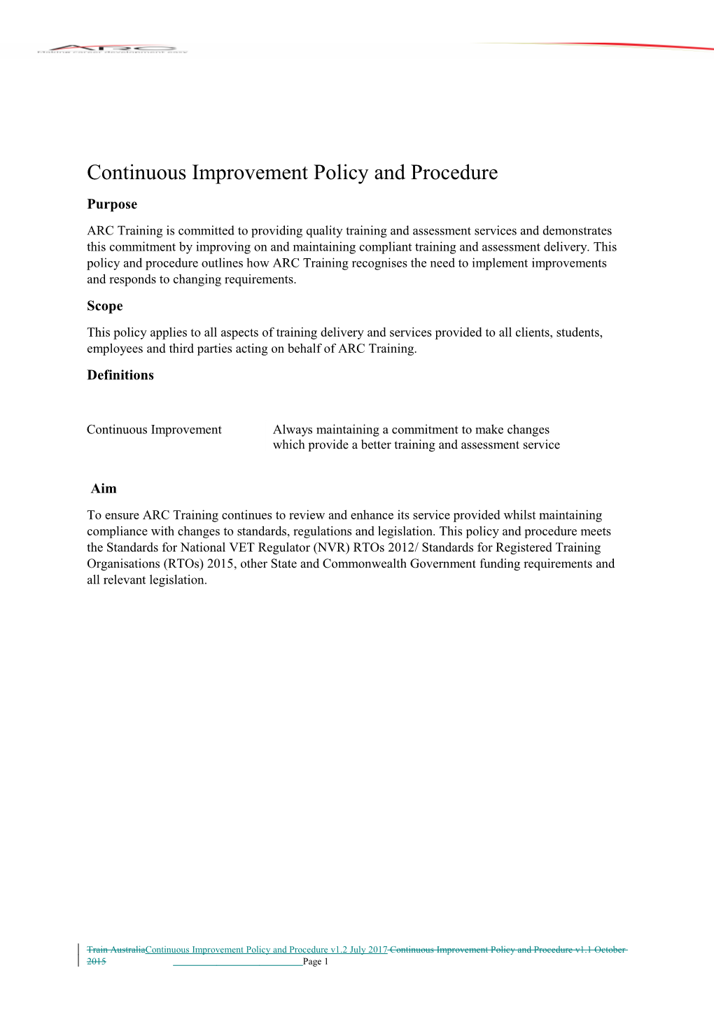 Continuous Improvementpolicy and Procedure