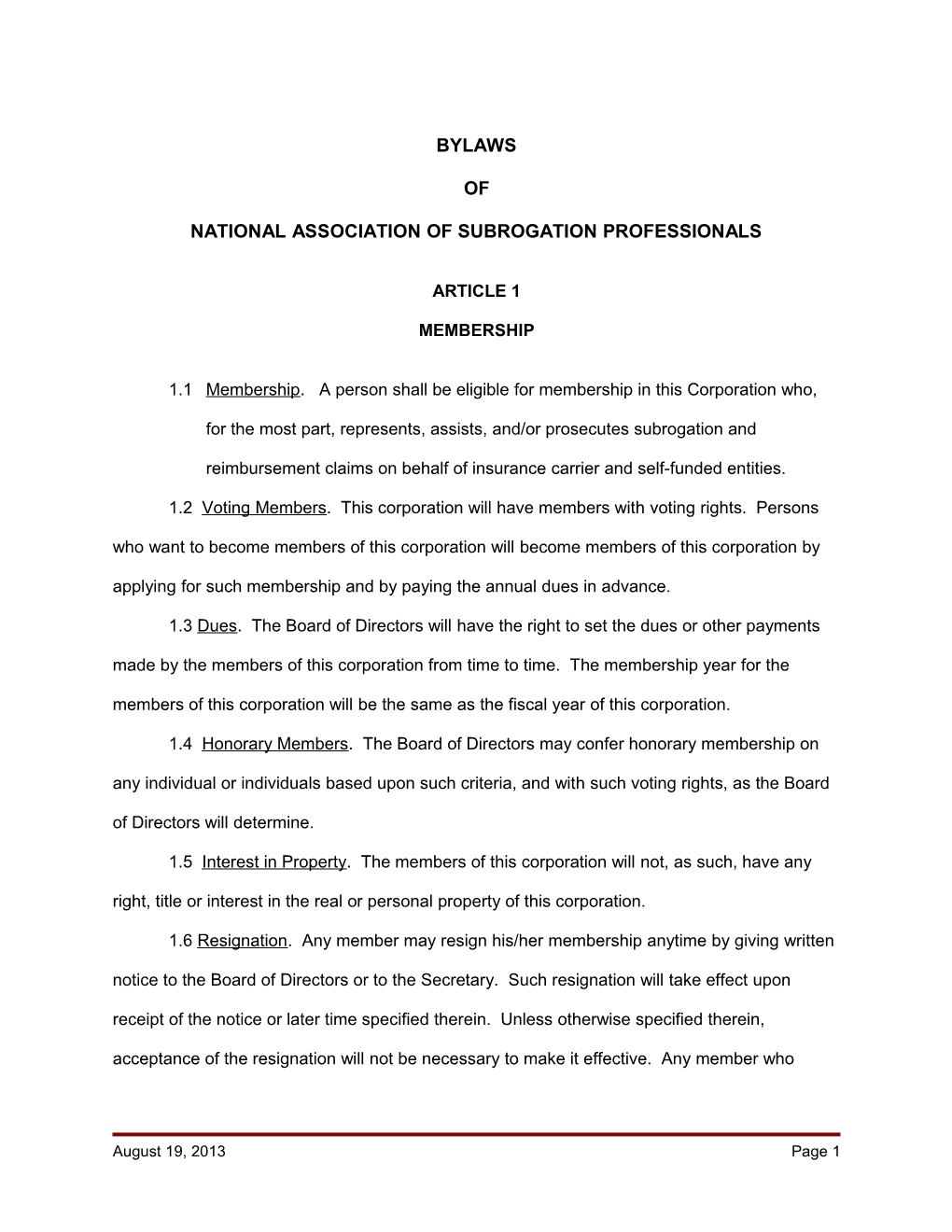 Current NASP By-Laws - As Amended Aug 2008 (00012671)
