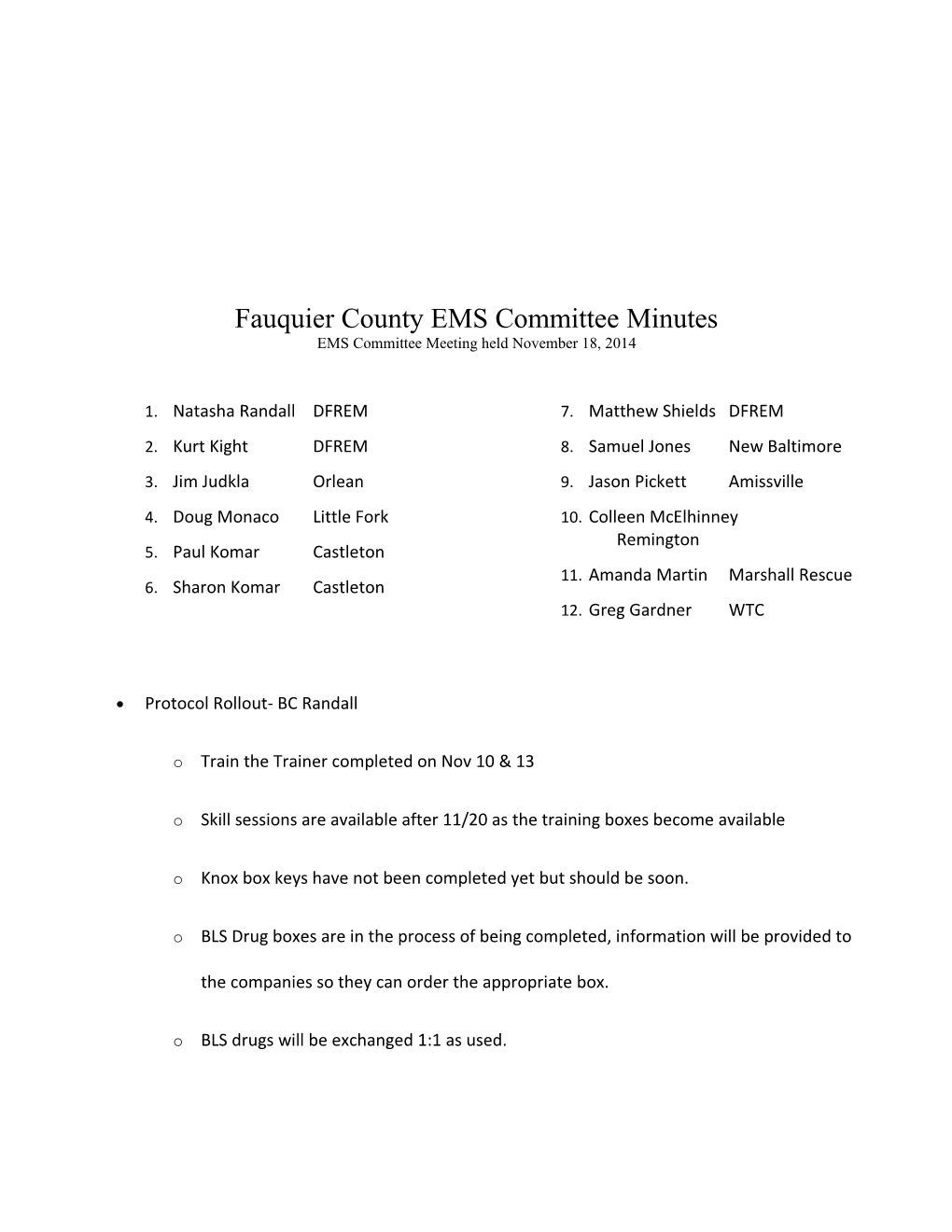 Fauquier County EMS Committeeminutes