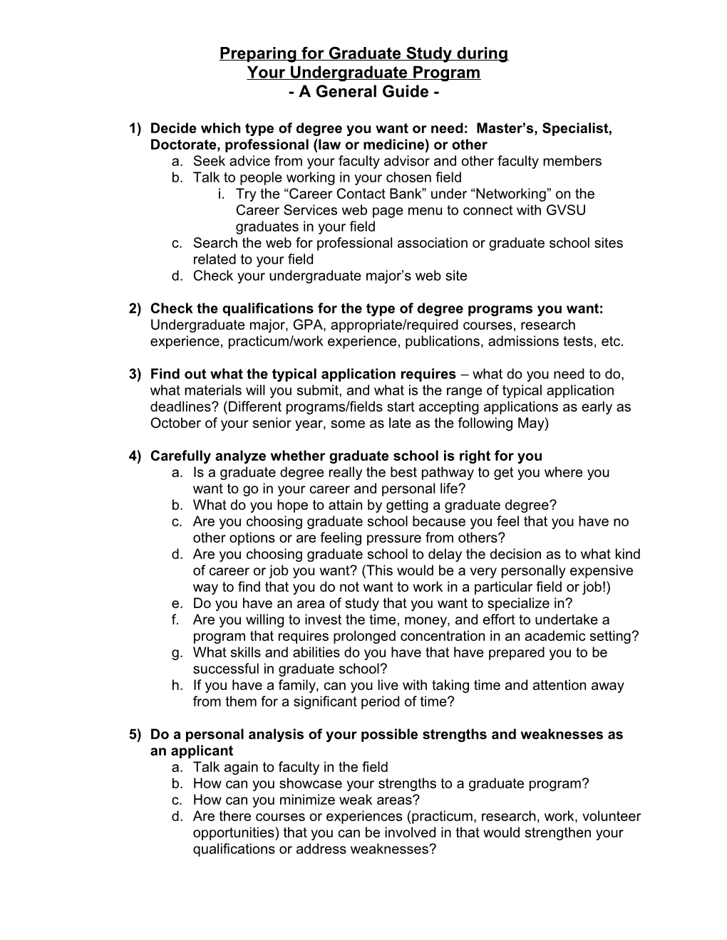 Graduate School Application Task List