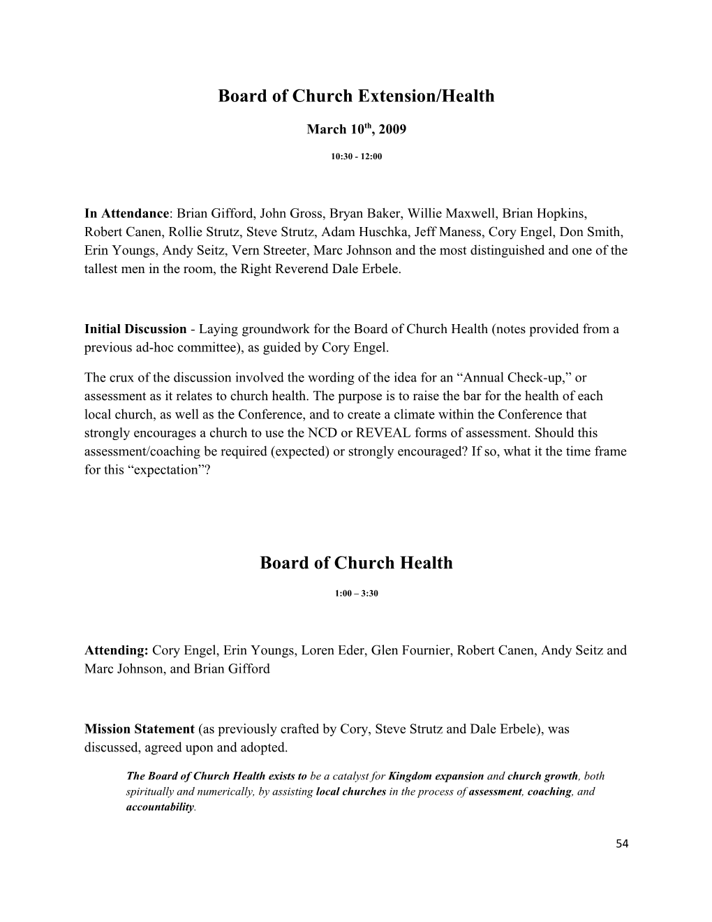 Board of Church Extension/Health