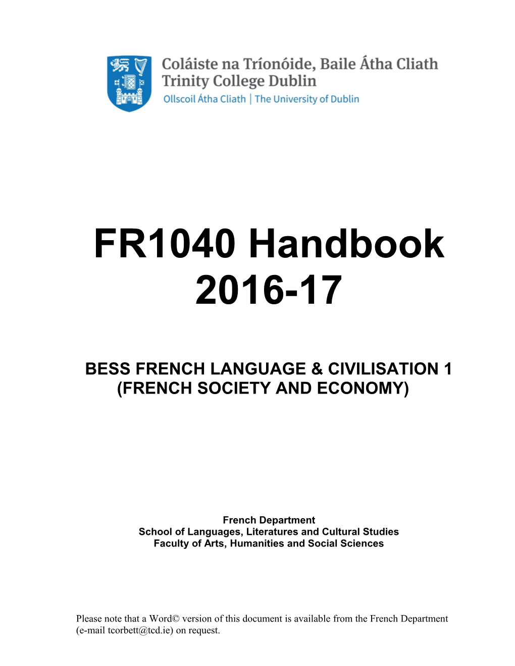 Bess French Language & Civilisation 1 (French Society and Economy)