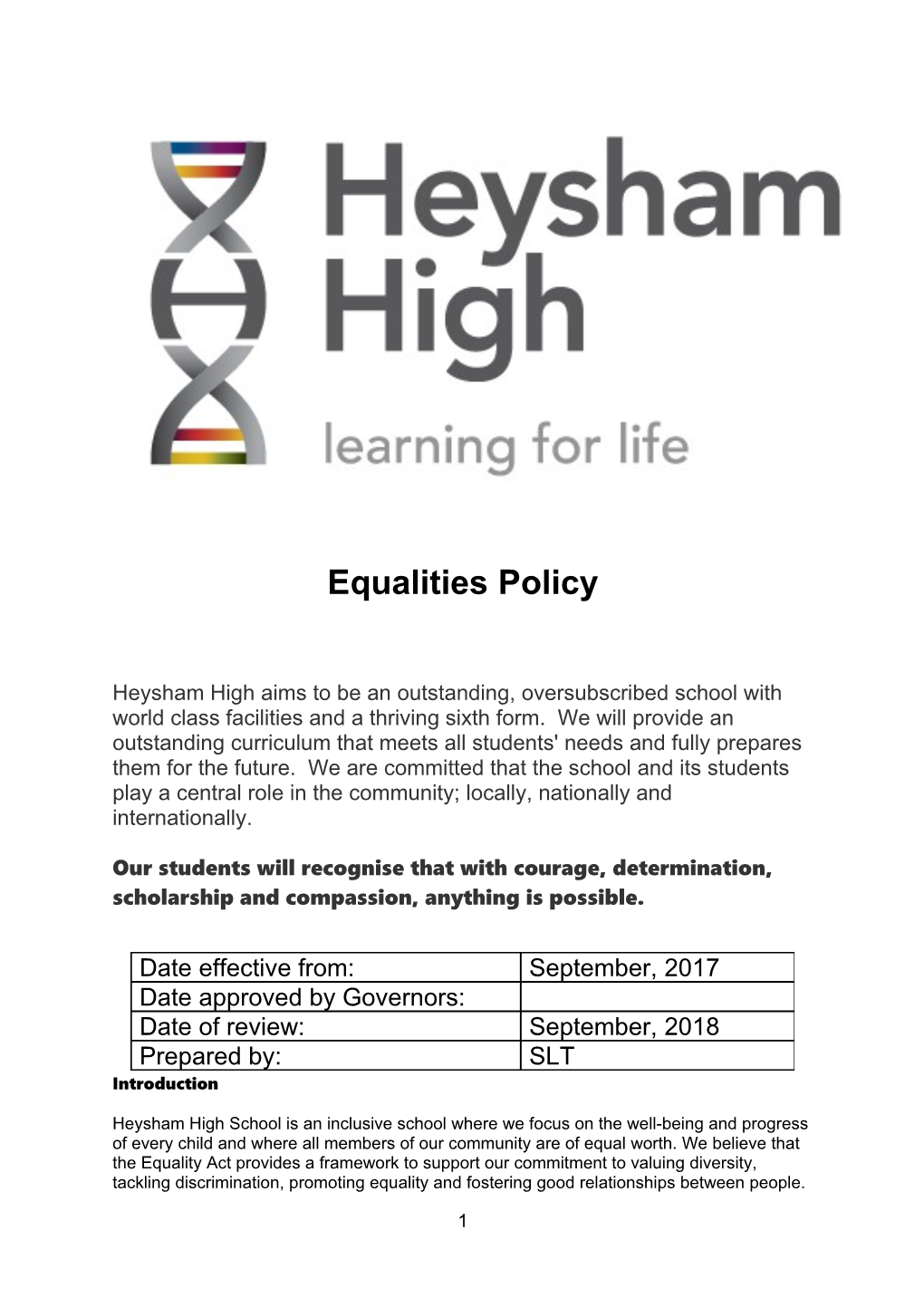 Equalities Policy