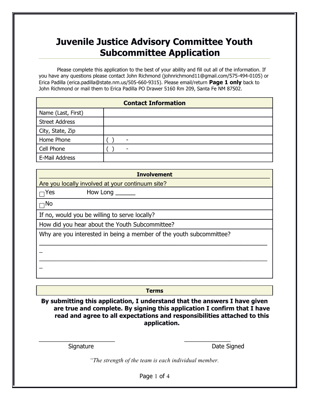 Youth Council Member Application