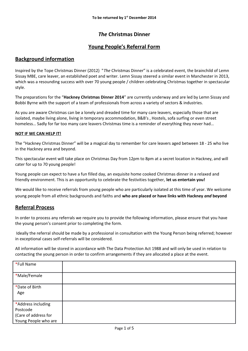 Young People S Referral Form