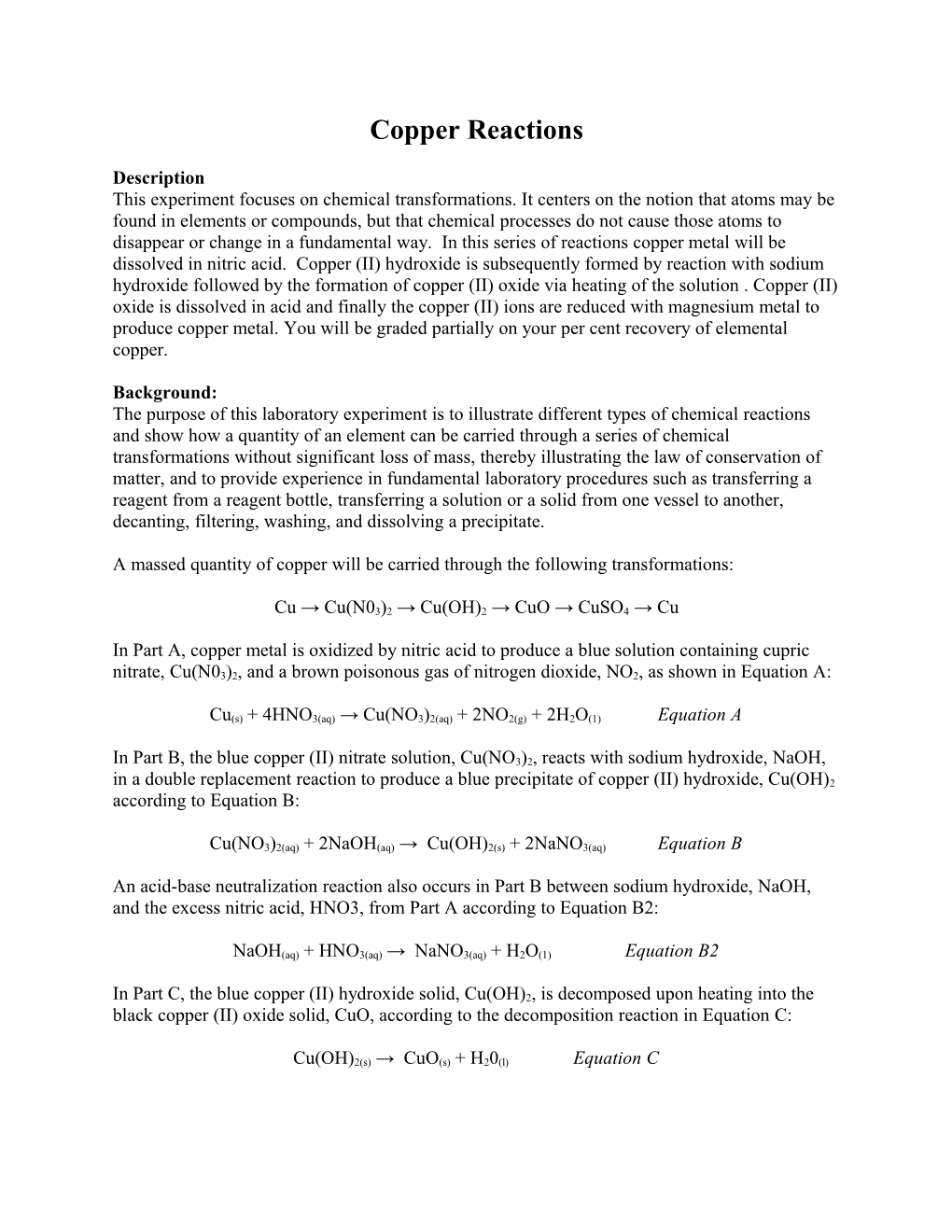 Copper Reactions