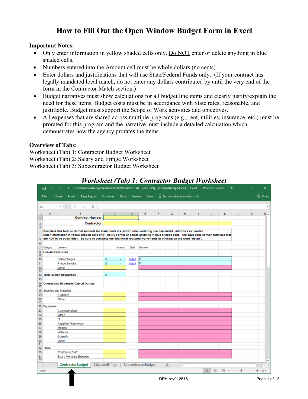 How to Fill out the Open Window Budget Form