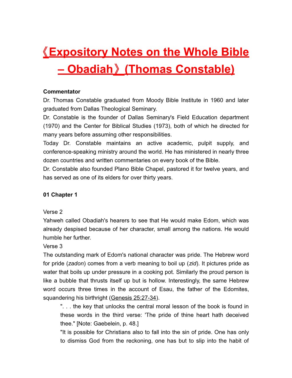 Expositorynotes on the Wholebible Obadiah (Thomas Constable)