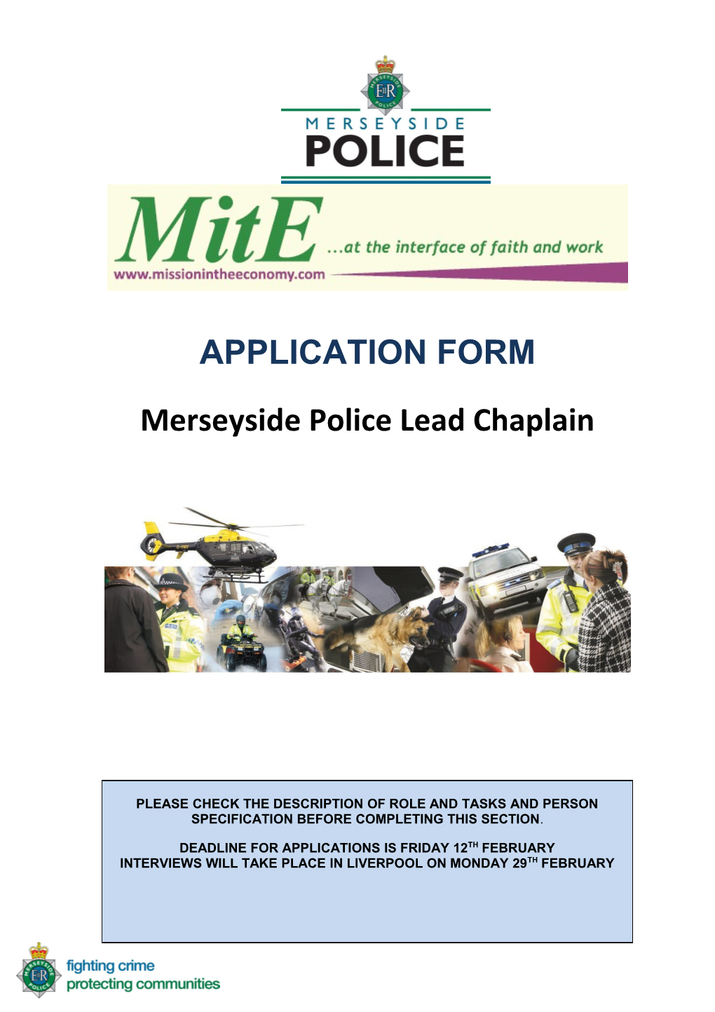 Police Lead Chaplain Application Form