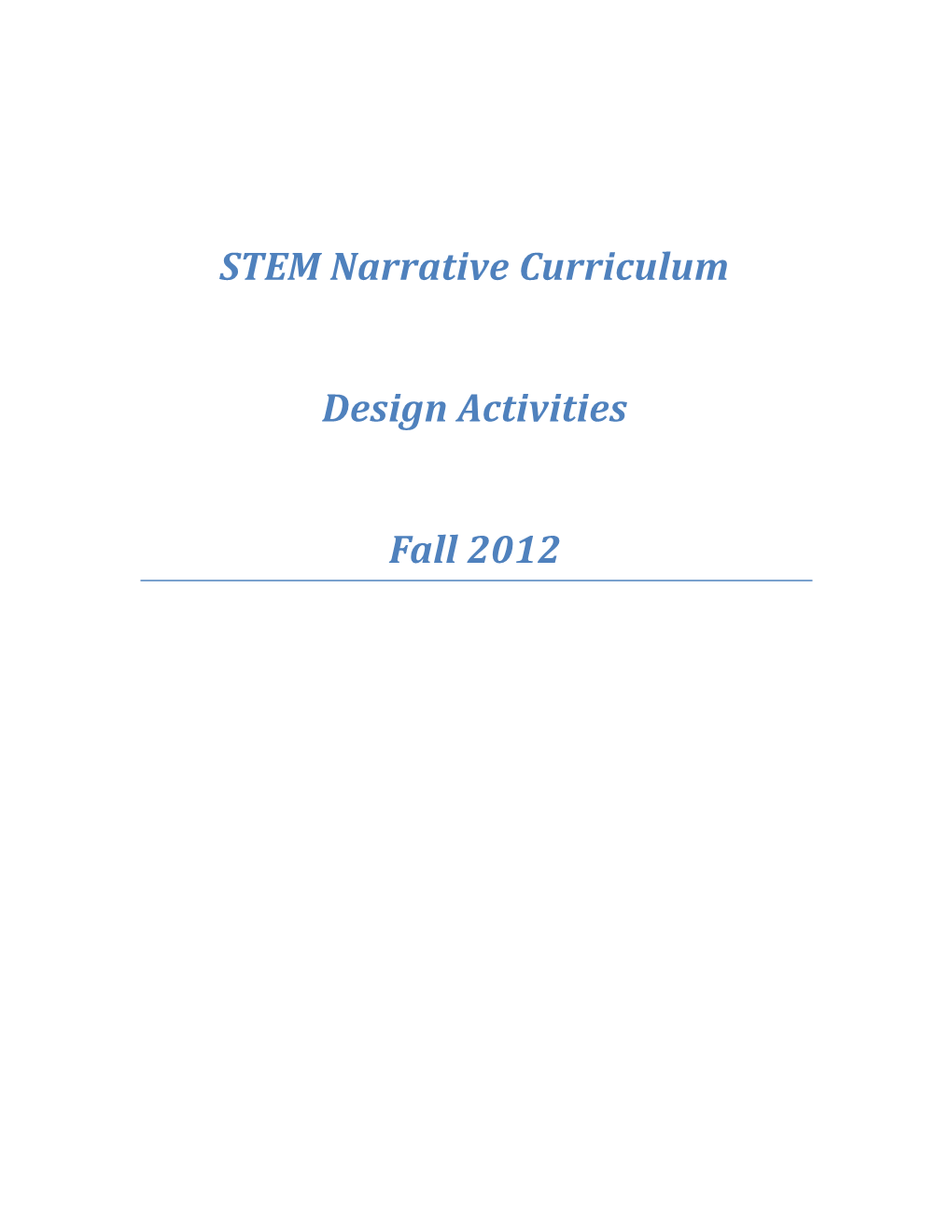 STEM Narrative Curriculum