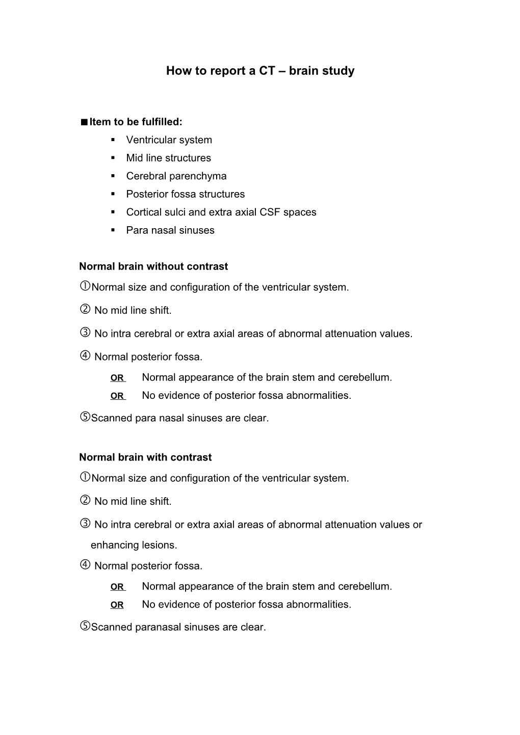 How to Report a CT Brain Study