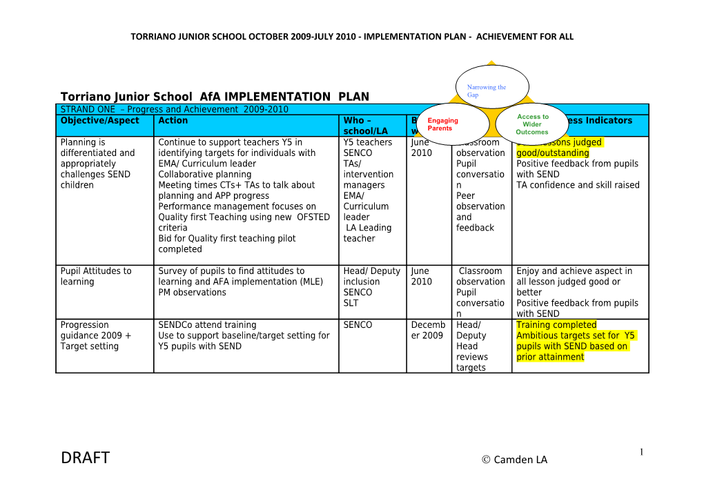 Achievement for All Needs Analysis Atumn Term 2009