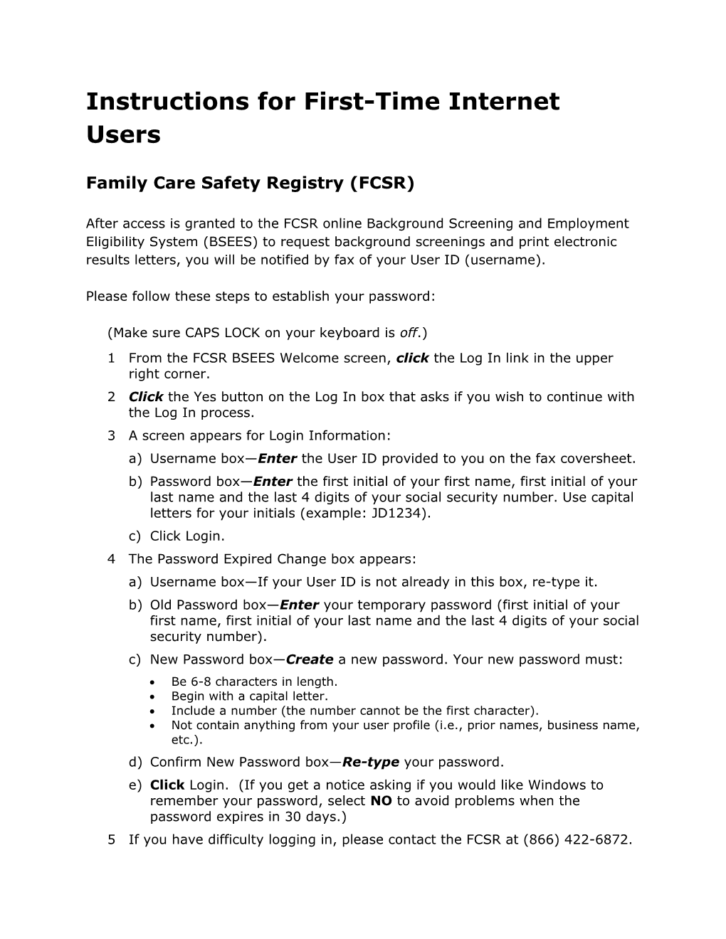 Instructions for First-Time Internet Users