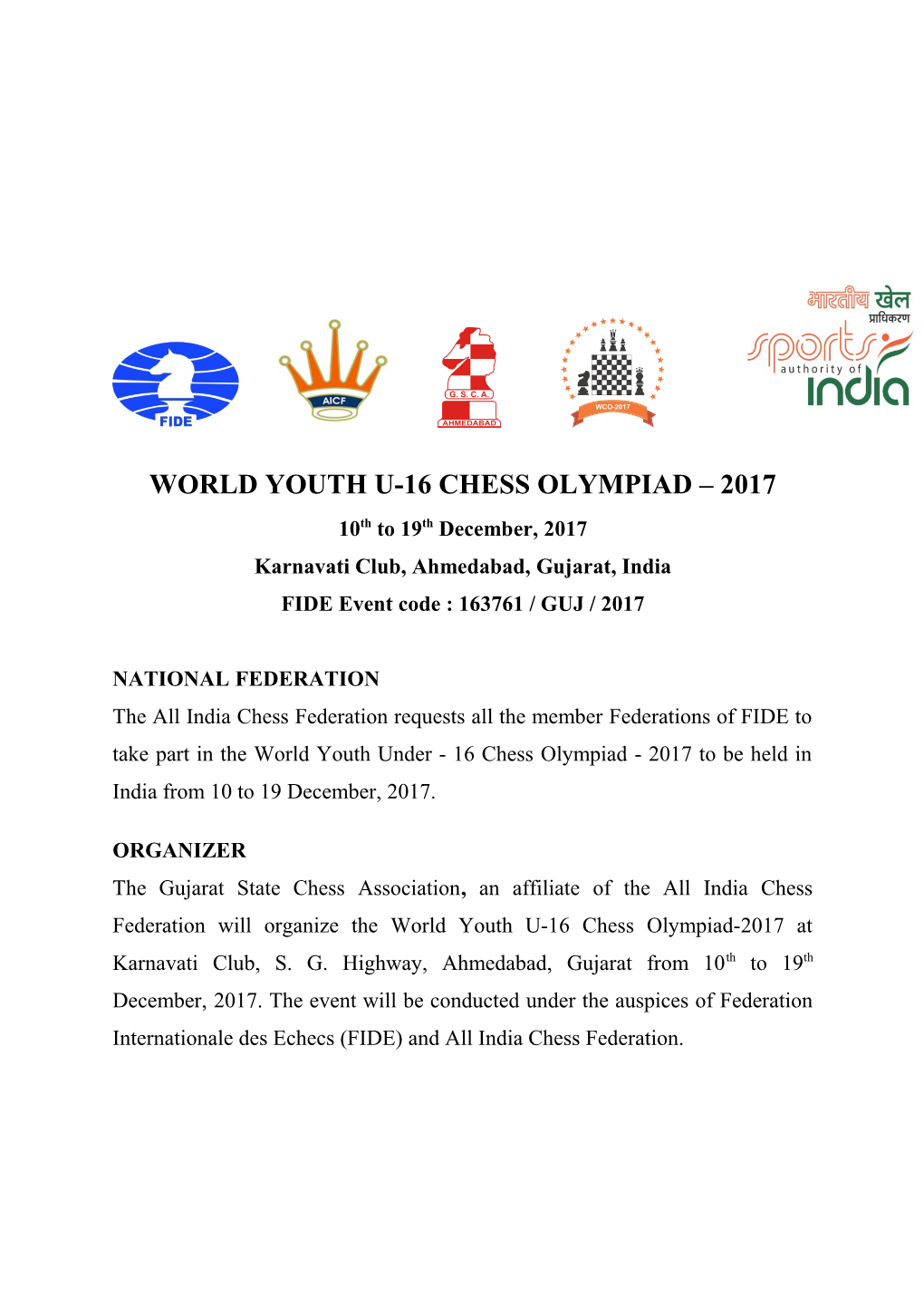 World Youth U-16 Chess Olympiad 2017